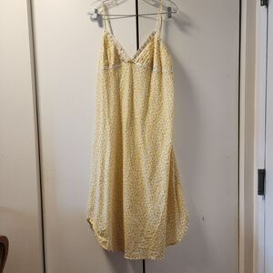 Carole Hochman Cotton Sleep Dress Yellow Floral Babydoll Midi Straps Cottagecore
